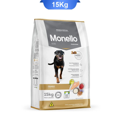 غذا خشک سگ بالغ مونلو تردیشنال با طعم مرغ و برنج 15 کیلوگرم